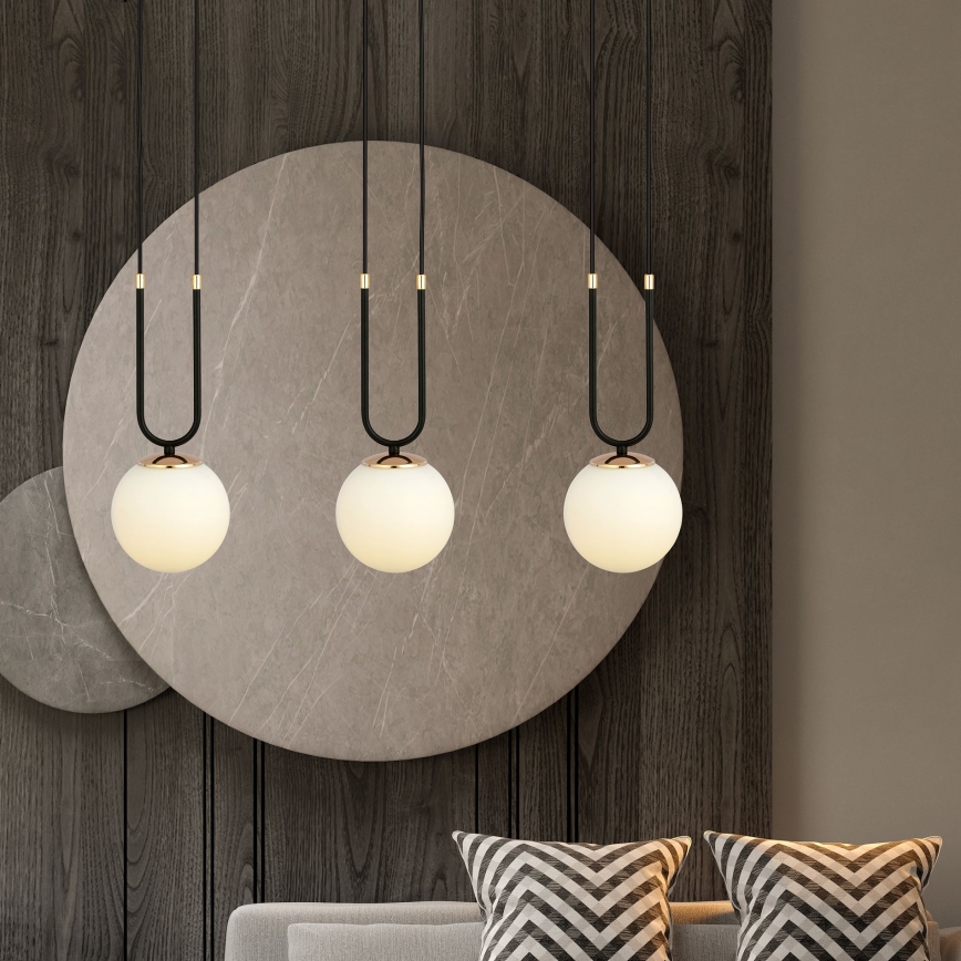 Lampadario a sospensione con filo GLAM 3xE14/10W/230V nero