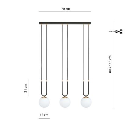 Lampadario a sospensione con filo GLAM 3xE14/10W/230V nero