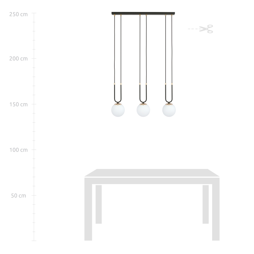Lampadario a sospensione con filo GLAM 3xE14/10W/230V nero