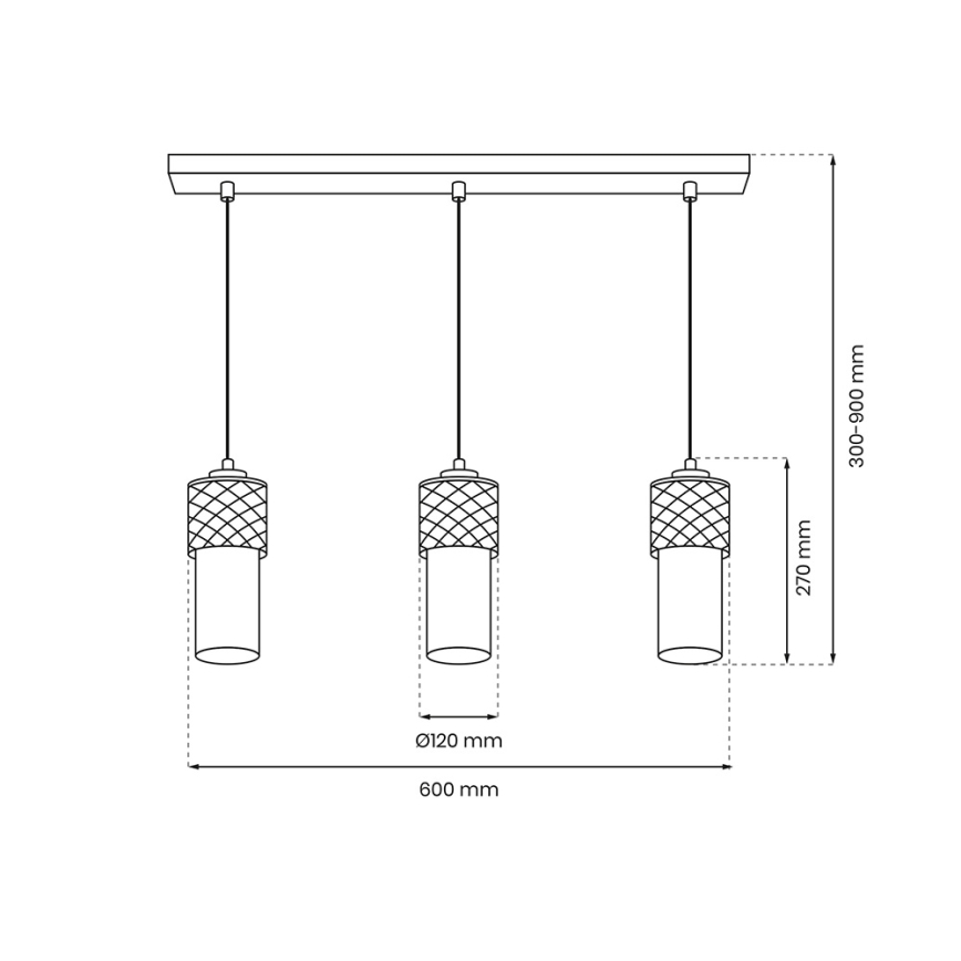 Lampadario a sospensione con filo GLAM 3xE27/60W/230V