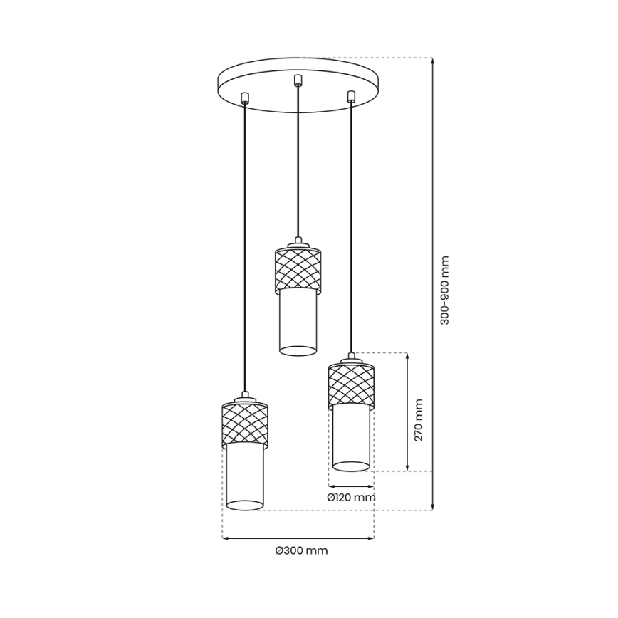 Lampadario a sospensione con filo GLAM 3xE27/60W/230V