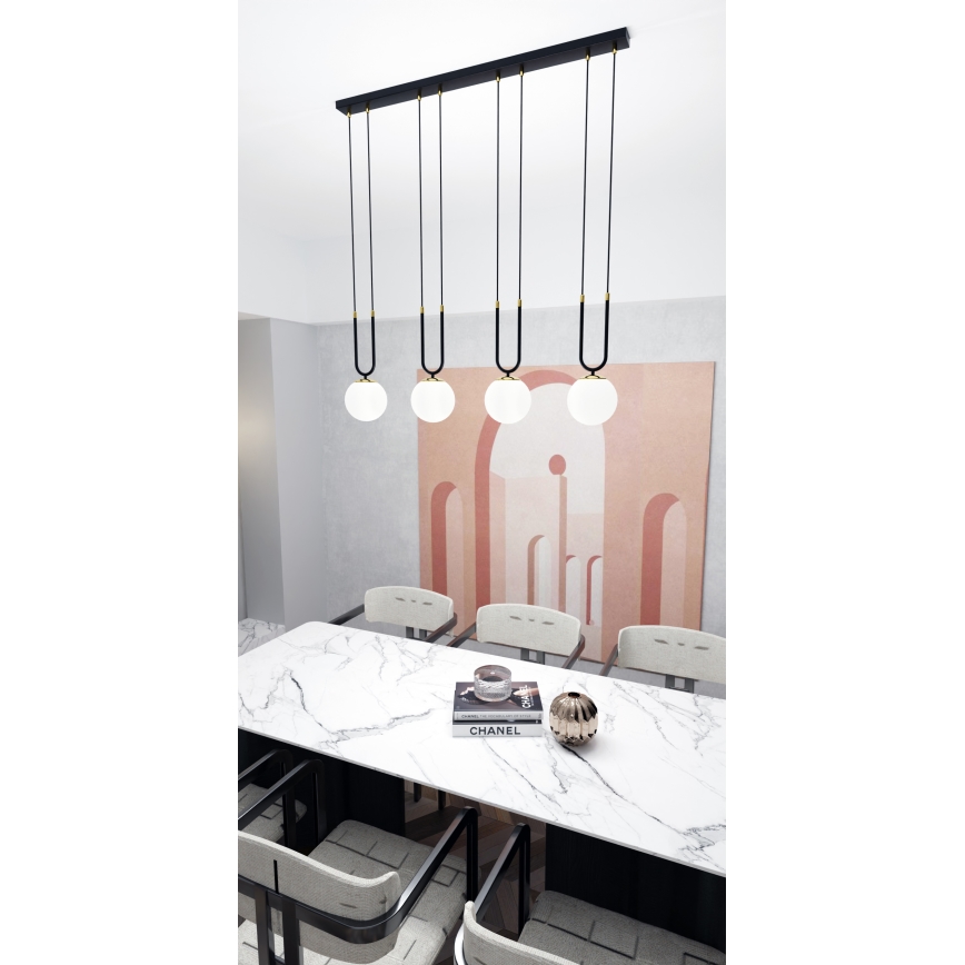 Lampadario a sospensione con filo GLAM 4xE14/10W/230V nero