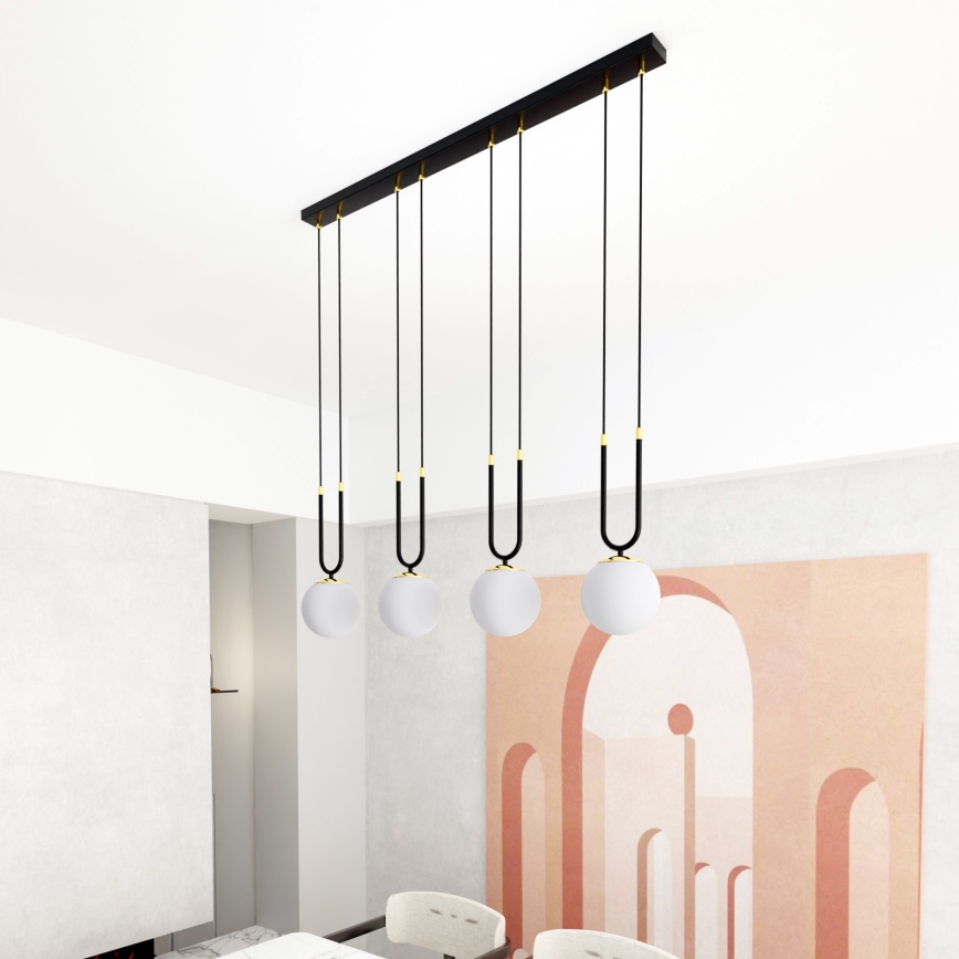 Lampadario a sospensione con filo GLAM 4xE14/10W/230V nero