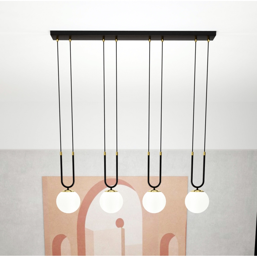 Lampadario a sospensione con filo GLAM 4xE14/10W/230V nero