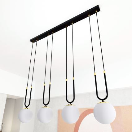 Lampadario a sospensione con filo GLAM 4xE14/10W/230V nero