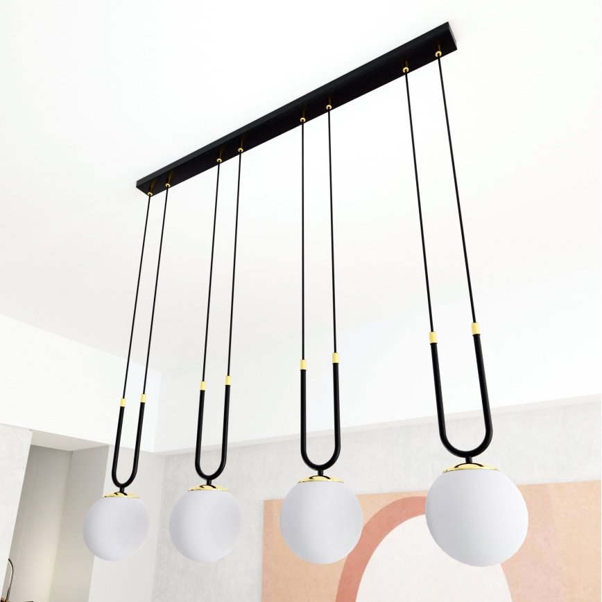 Lampadario a sospensione con filo GLAM 4xE14/10W/230V nero