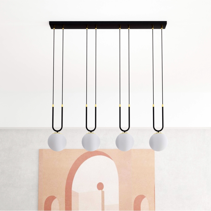 Lampadario a sospensione con filo GLAM 4xE14/10W/230V nero