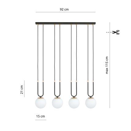Lampadario a sospensione con filo GLAM 4xE14/10W/230V nero