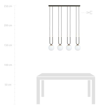 Lampadario a sospensione con filo GLAM 4xE14/10W/230V nero