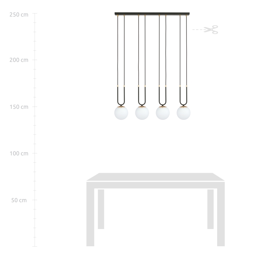 Lampadario a sospensione con filo GLAM 4xE14/10W/230V nero