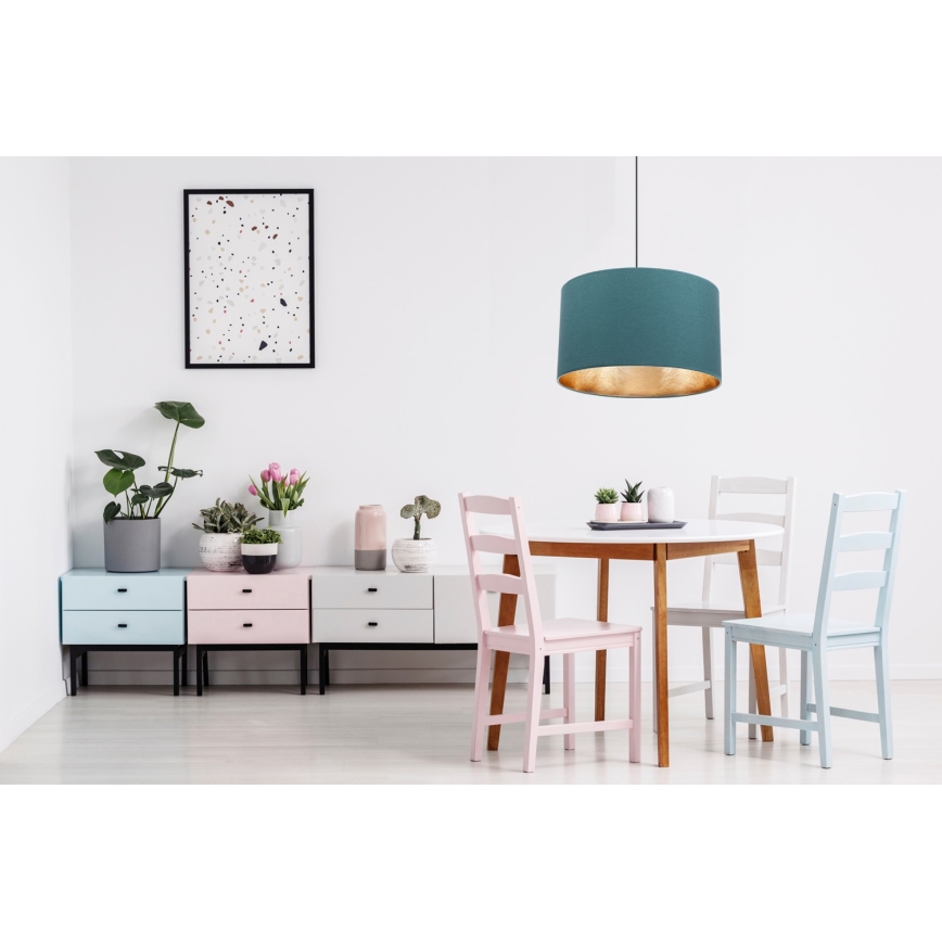 Lampadario a sospensione con filo GLEAM 1xE27/60W/230V turchese/oro