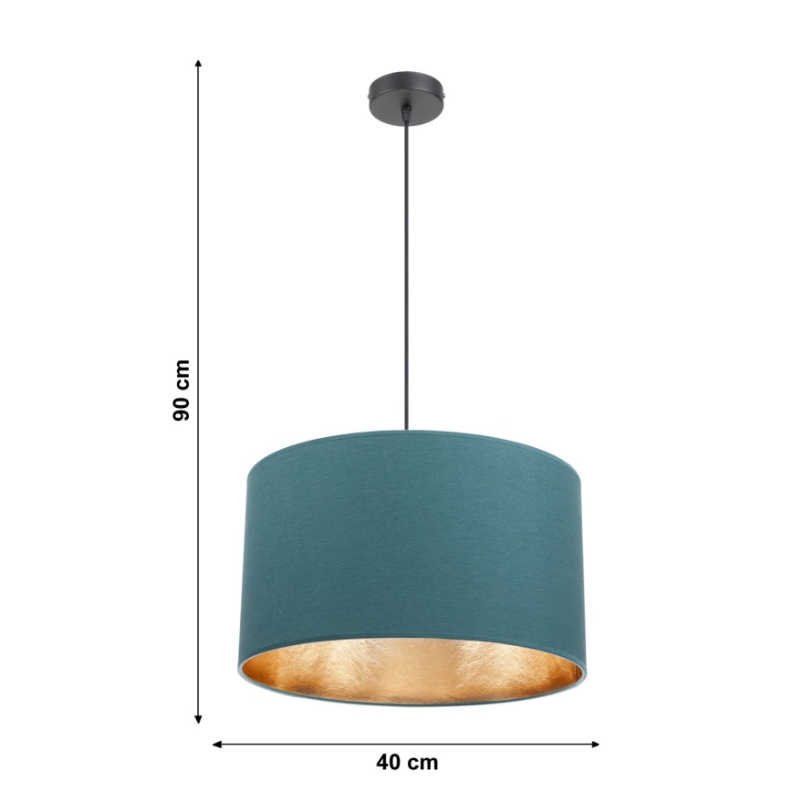 Lampadario a sospensione con filo GLEAM 1xE27/60W/230V turchese/oro
