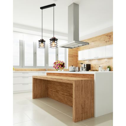 Lampadario a sospensione con filo GLOB 2xE27/40W/230V nero