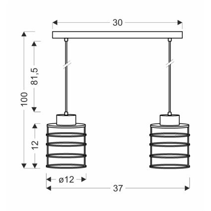 Lampadario a sospensione con filo GLOB 2xE27/40W/230V nero