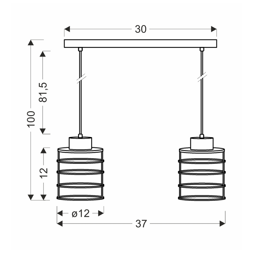 Lampadario a sospensione con filo GLOB 2xE27/40W/230V nero