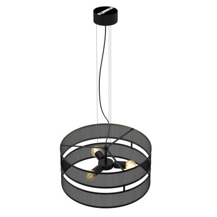 Lampadario a sospensione con filo GLUM 3xE27/60W/230V nero