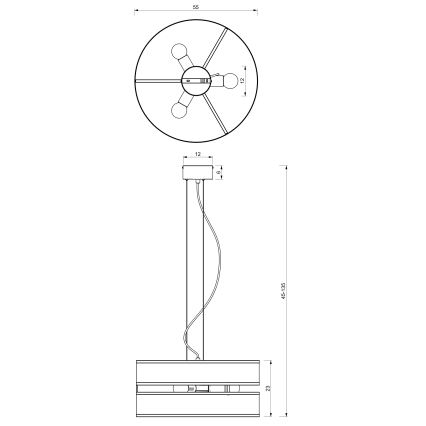 Lampadario a sospensione con filo GLUM 3xE27/60W/230V nero