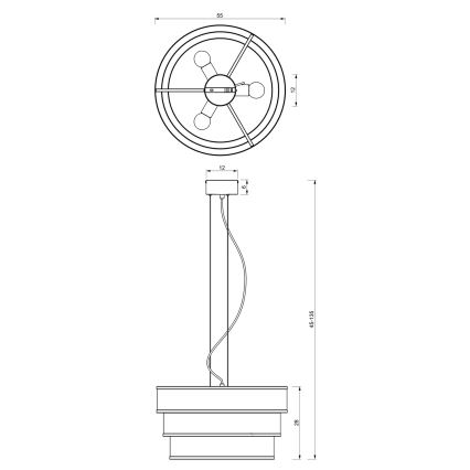 Lampadario a sospensione con filo GLUM 3xE27/60W/230V nero