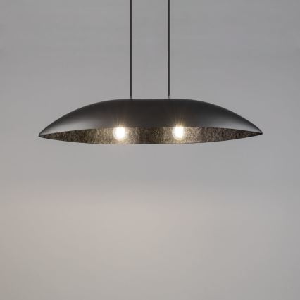 Lampadario a sospensione con filo GONDOLA 2xE27/60W/230V argento/nero