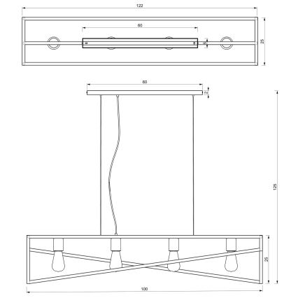 Lampadario a sospensione con filo GOTE 4xE27/60W/230V