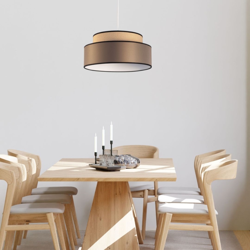 Lampadario a sospensione con filo GRACE 1xE27/60W/230V beige/marrone