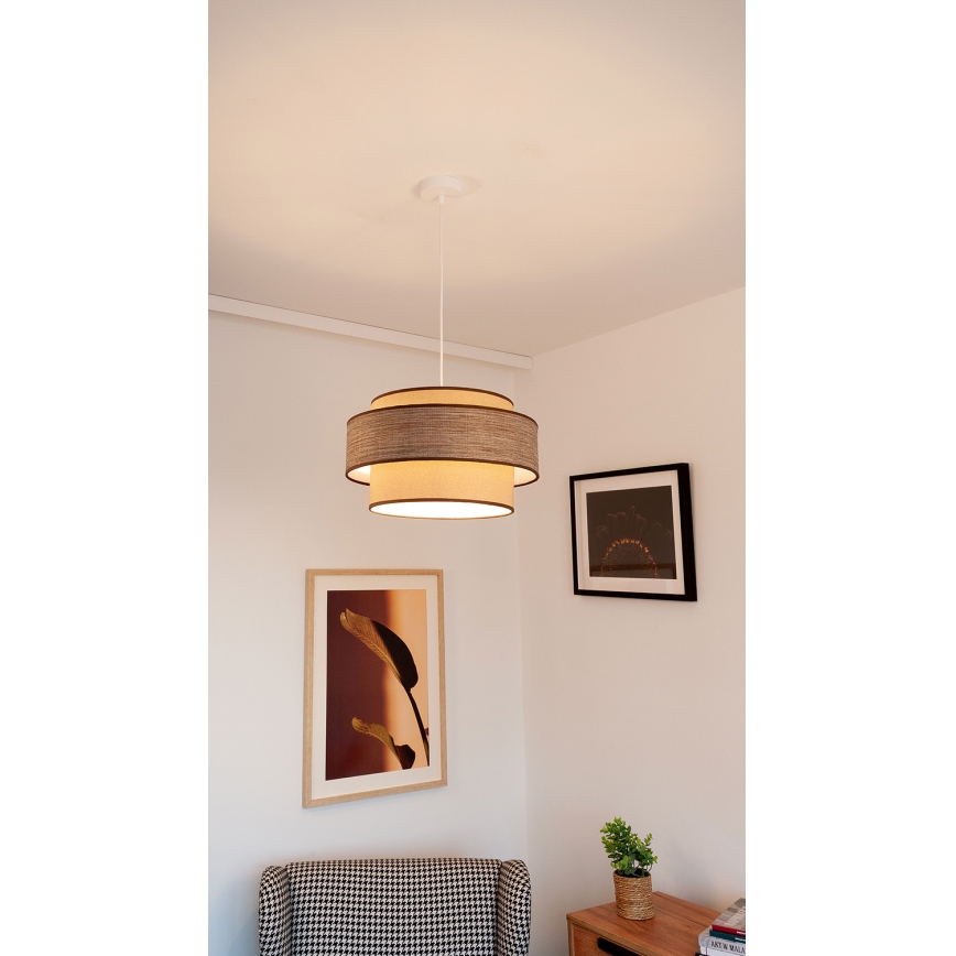 Lampadario a sospensione con filo GRACE 1xE27/60W/230V beige/marrone
