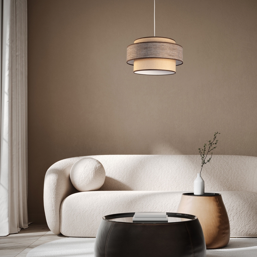Lampadario a sospensione con filo GRACE 1xE27/60W/230V beige/marrone