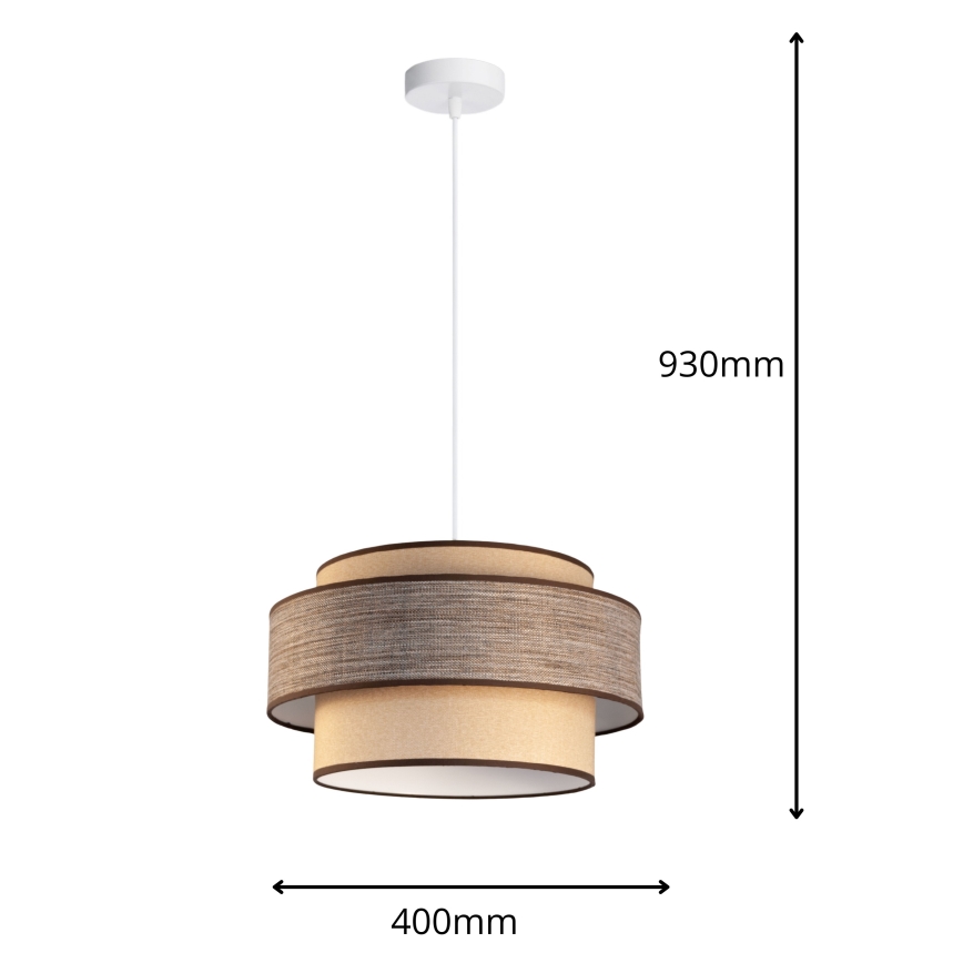 Lampadario a sospensione con filo GRACE 1xE27/60W/230V beige/marrone