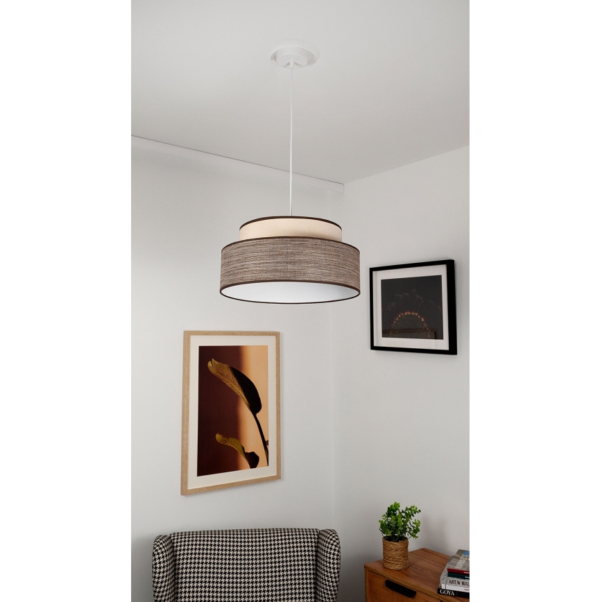 Lampadario a sospensione con filo GRACE 1xE27/60W/230V color crema/marrone