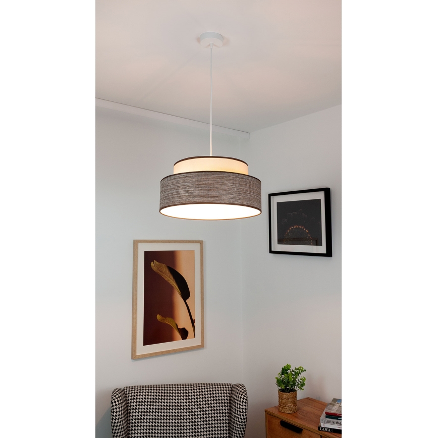 Lampadario a sospensione con filo GRACE 1xE27/60W/230V color crema/marrone