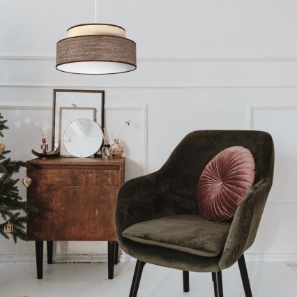 Lampadario a sospensione con filo GRACE 1xE27/60W/230V color crema/marrone