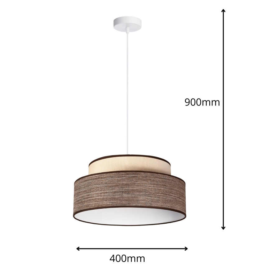 Lampadario a sospensione con filo GRACE 1xE27/60W/230V color crema/marrone