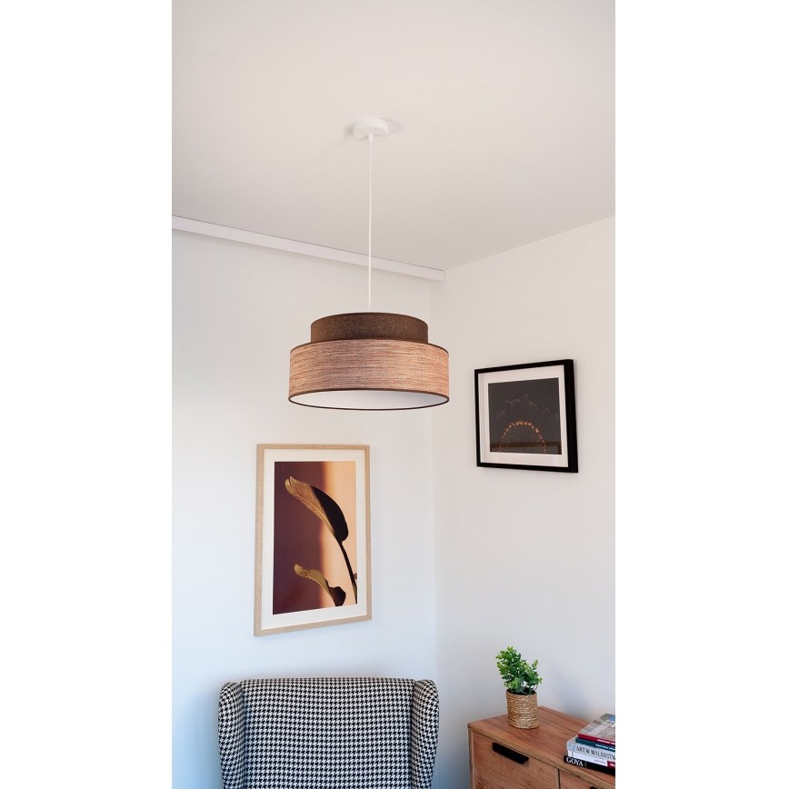Lampadario a sospensione con filo GRACE 1xE27/60W/230V marrone/beige