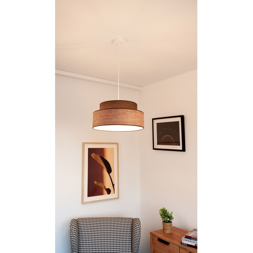 Lampadario a sospensione con filo GRACE 1xE27/60W/230V marrone/beige