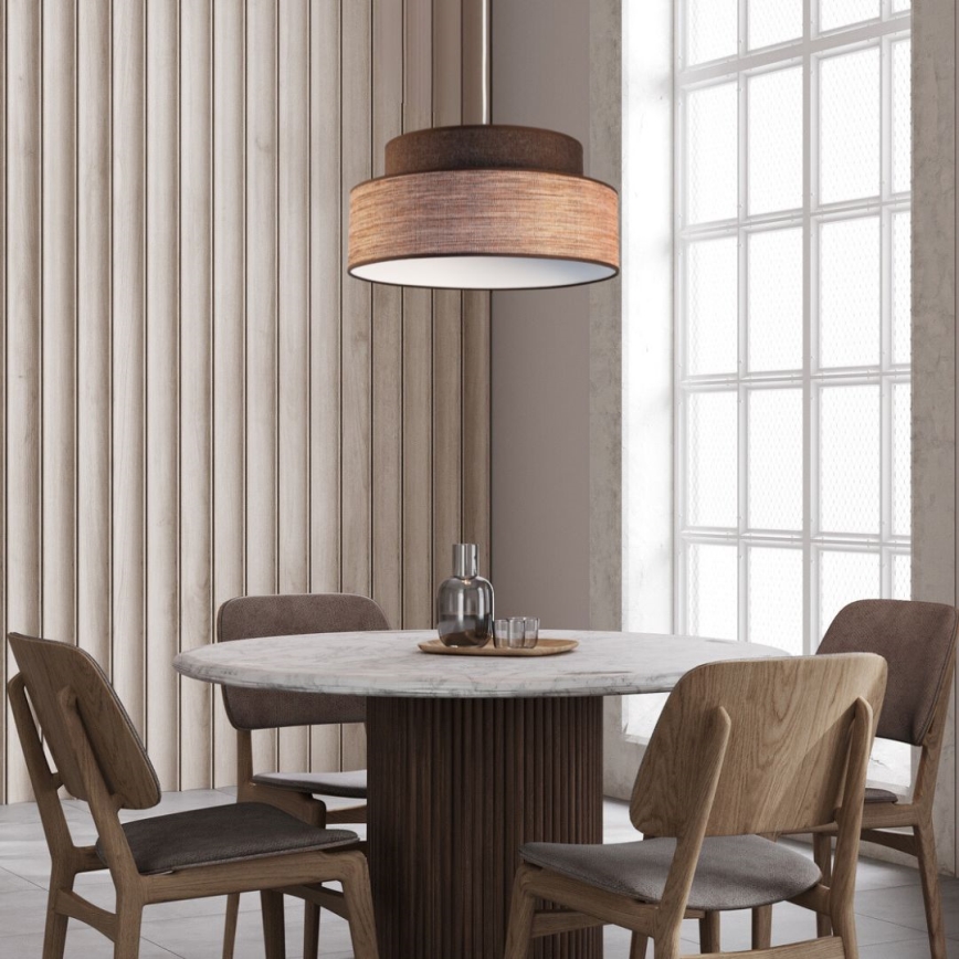 Lampadario a sospensione con filo GRACE 1xE27/60W/230V marrone/beige
