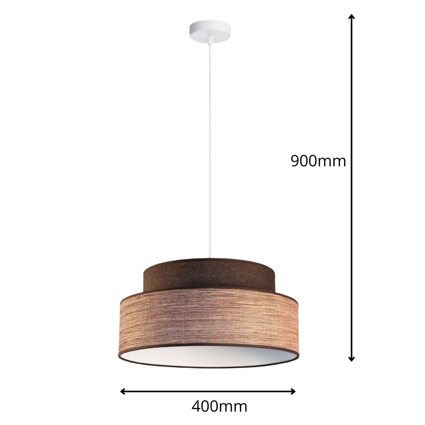 Lampadario a sospensione con filo GRACE 1xE27/60W/230V marrone/beige