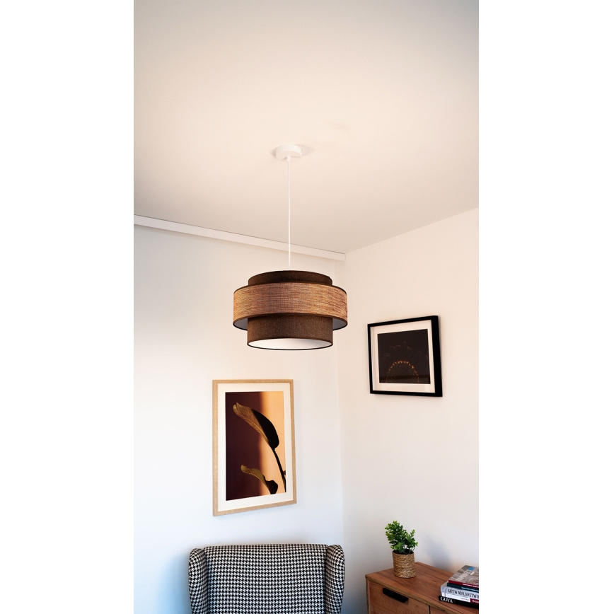 Lampadario a sospensione con filo GRACE 1xE27/60W/230V marrone/beige
