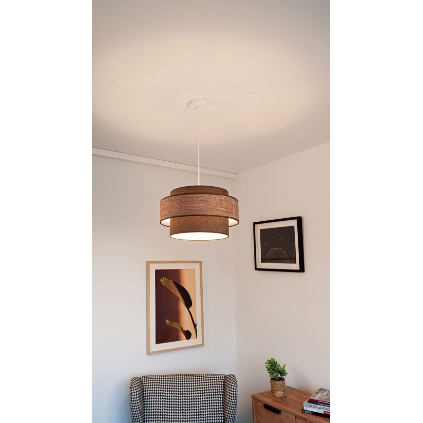 Lampadario a sospensione con filo GRACE 1xE27/60W/230V marrone/beige