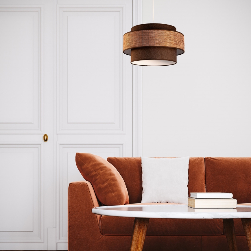 Lampadario a sospensione con filo GRACE 1xE27/60W/230V marrone/beige