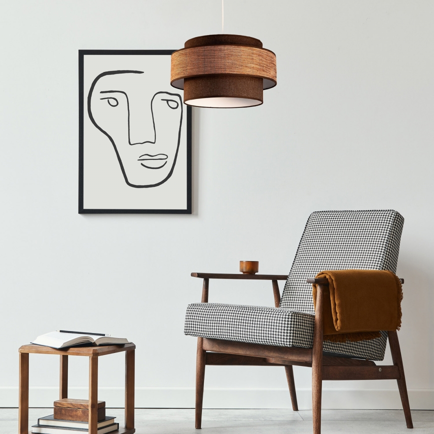 Lampadario a sospensione con filo GRACE 1xE27/60W/230V marrone/beige