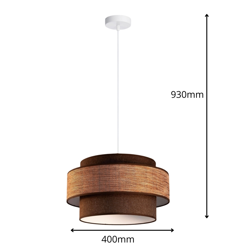 Lampadario a sospensione con filo GRACE 1xE27/60W/230V marrone/beige