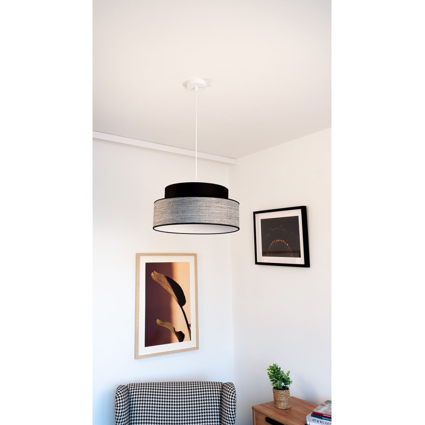 Lampadario a sospensione con filo GRACE 1xE27/60W/230V nero/grigio