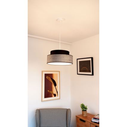 Lampadario a sospensione con filo GRACE 1xE27/60W/230V nero/grigio