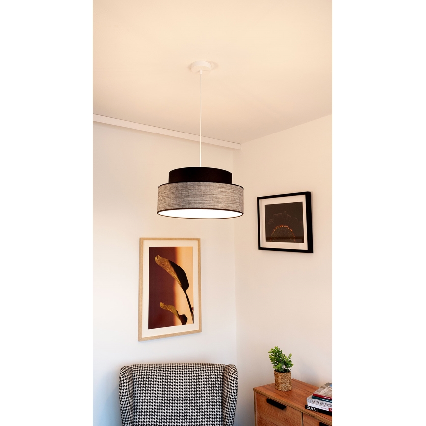 Lampadario a sospensione con filo GRACE 1xE27/60W/230V nero/grigio
