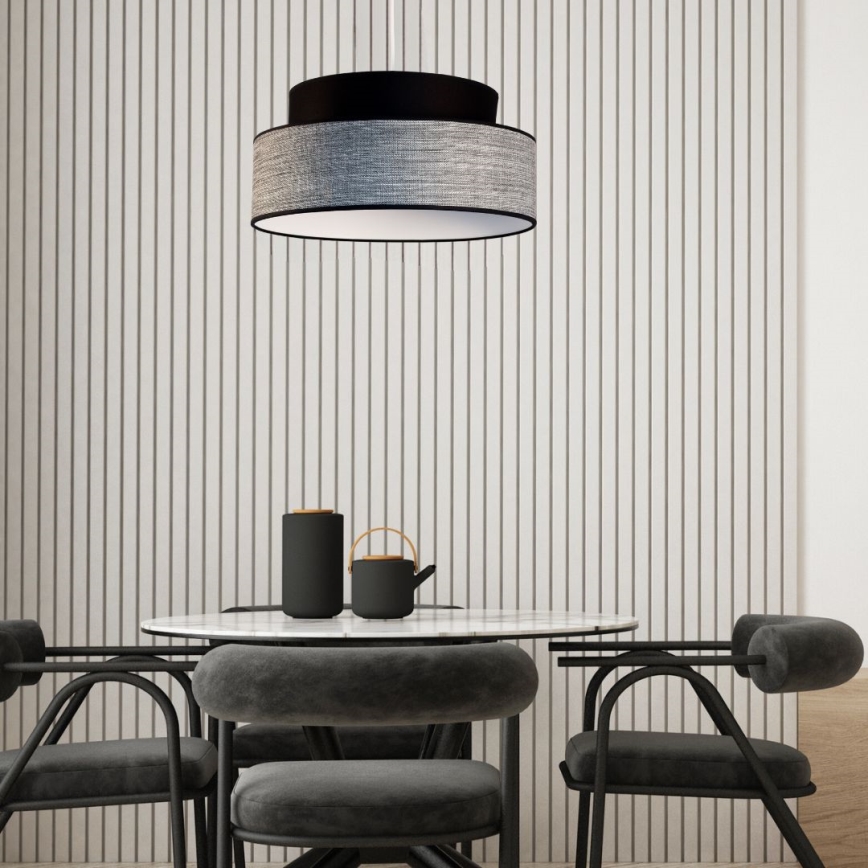 Lampadario a sospensione con filo GRACE 1xE27/60W/230V nero/grigio