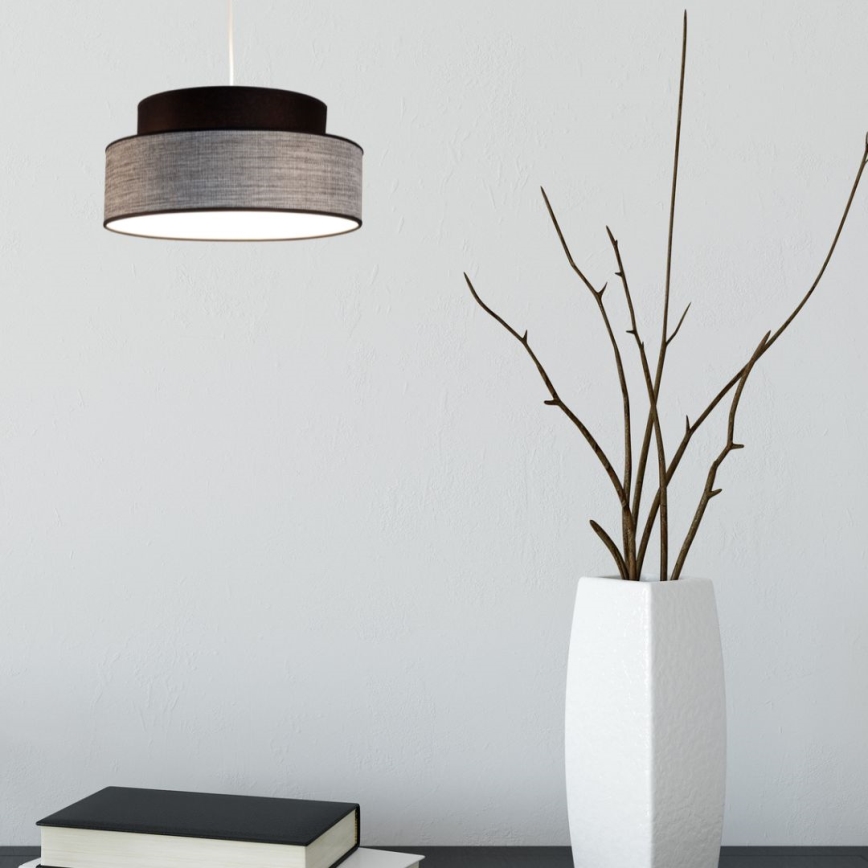 Lampadario a sospensione con filo GRACE 1xE27/60W/230V nero/grigio
