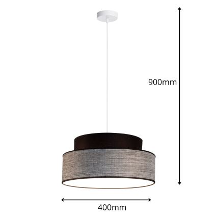 Lampadario a sospensione con filo GRACE 1xE27/60W/230V nero/grigio