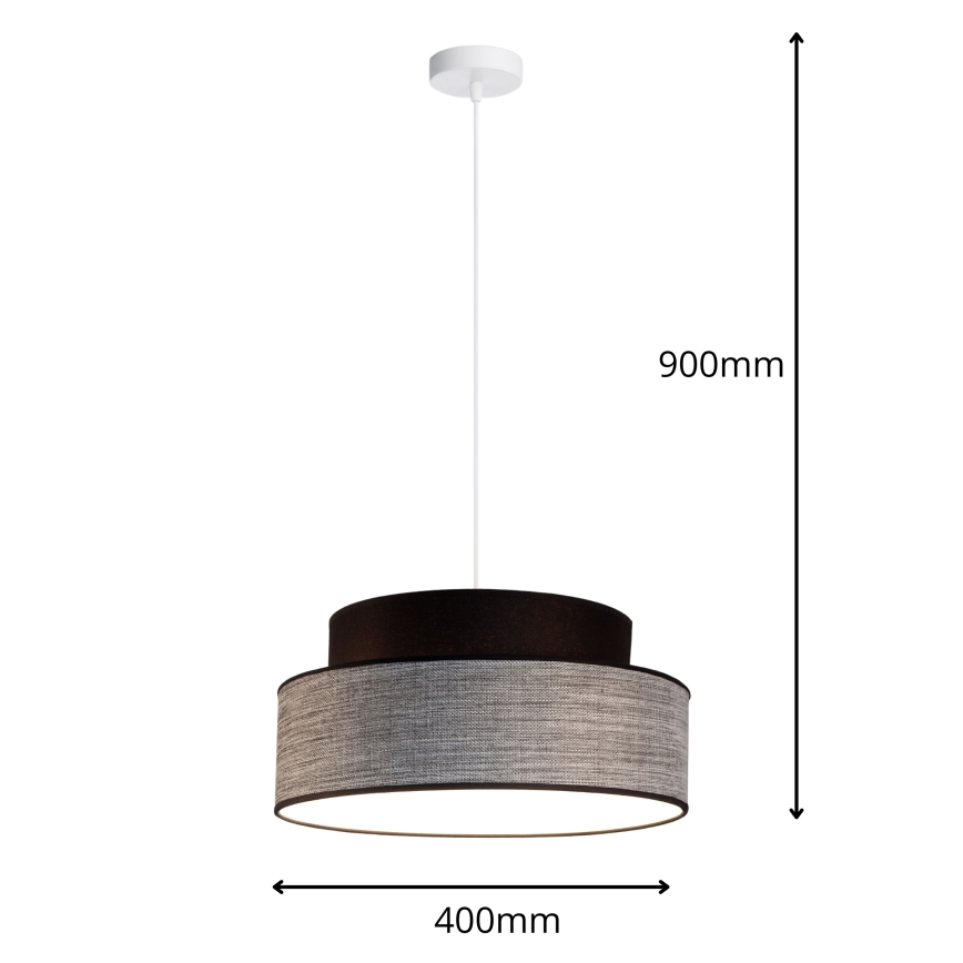 Lampadario a sospensione con filo GRACE 1xE27/60W/230V nero/grigio