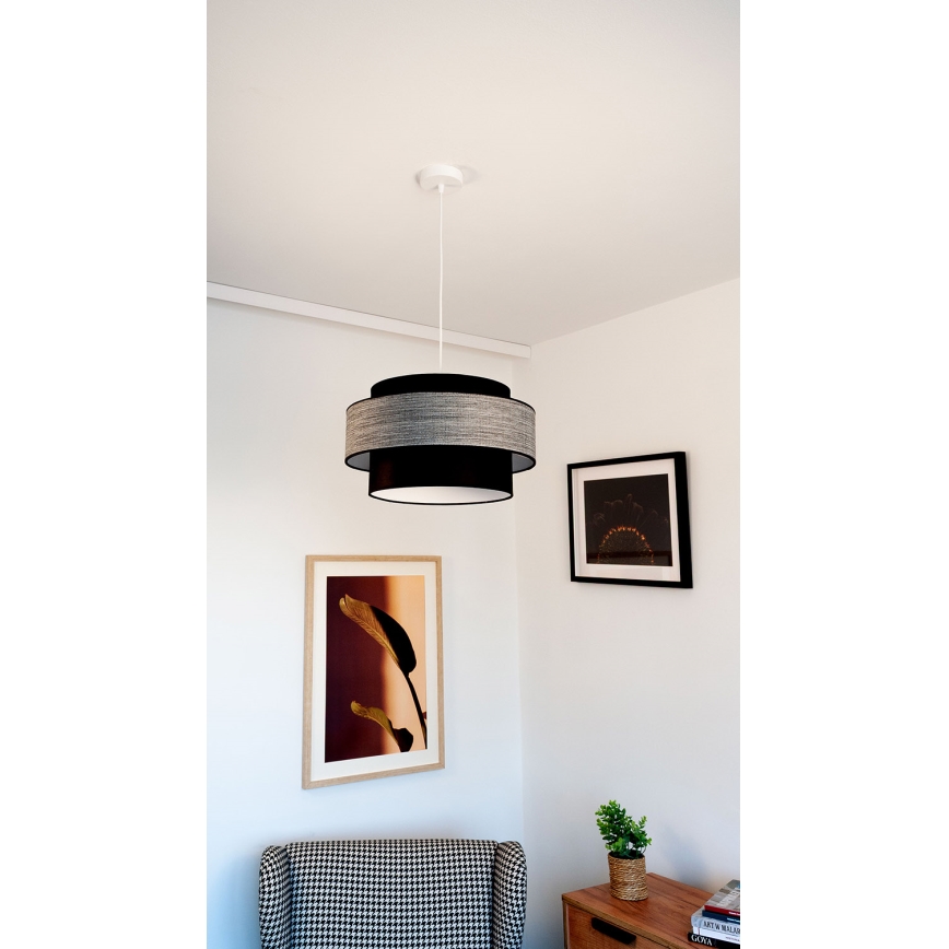 Lampadario a sospensione con filo GRACE 1xE27/60W/230V nero/grigio