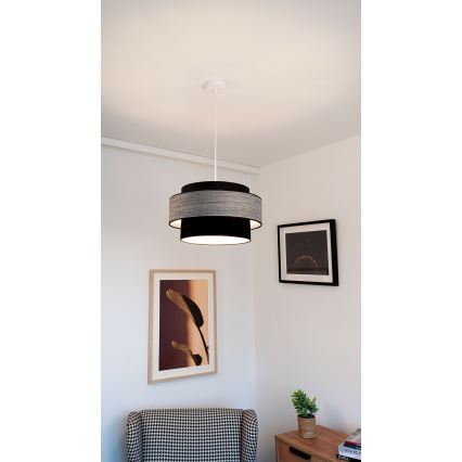 Lampadario a sospensione con filo GRACE 1xE27/60W/230V nero/grigio